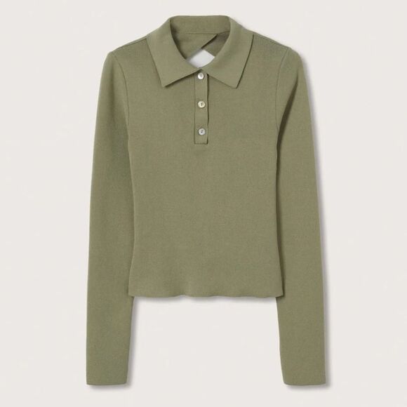 Mango Knit Polo Shirt Open Back New - Picture 2 of 9